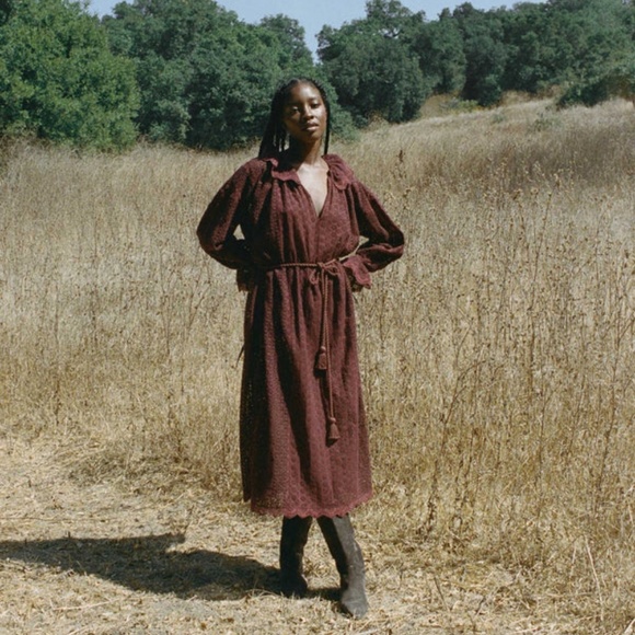 Doen Persephone Dress Sz M-L Burgundy NWT Lace Romantic - Picture 8 of 14